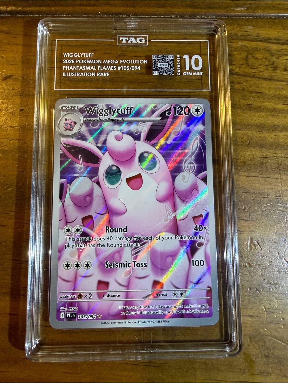 Pokemon Phantasmal Flames WIGGLYTUFF 105/094 Illustration Rare TAG 10